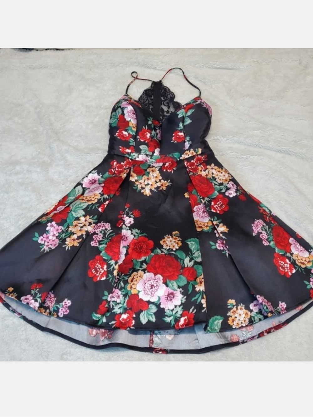NWT B. Smart Black Floral Occasion Party Formal HOCO Sleeveless Lace Dress 7